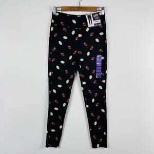 Feeling Festive Leggings Small Black Footballs Sports